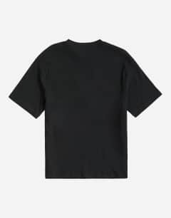 Model wearing Slim fit rib henley t-shirt in black