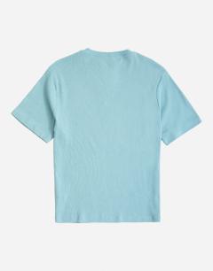 Model wearing Slim fit rib henley t-shirt in light blue