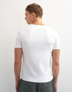 Model wearing Slim fit rib t-shirt in white