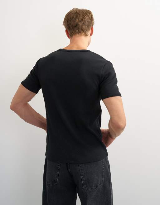 Topman slim-fit rib T-shirt in zwart, 5 van 7