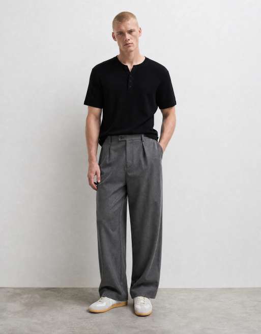Topman slim fit ribbad henley-t-shirt i svart, 9 av 12