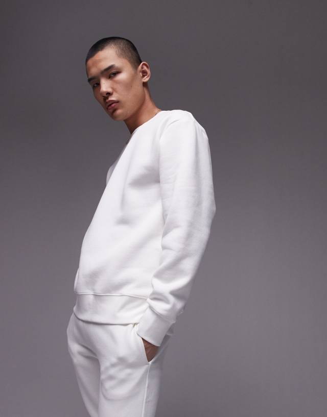 Topman - slim fit sweatshirt in white