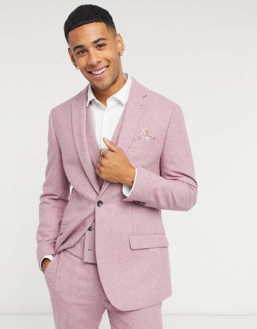 Extra Slim Solid Pink Wool-blend Modern Tech Suit Jacket