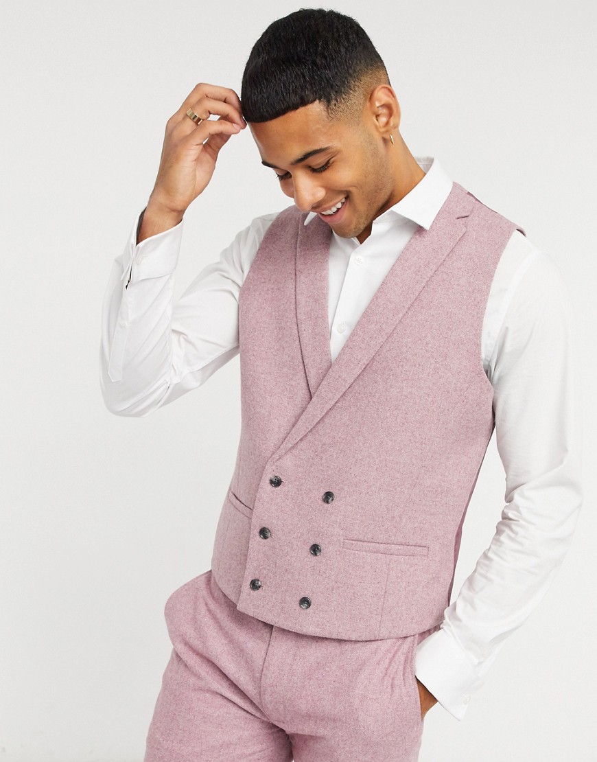 Topman Slim Fit Wool Suit Suit Vest In Pink