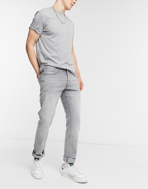 Topman organic cotton blend stretch slim jeans in grey