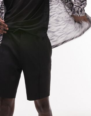 Topman slim pintuck shorts in black - ASOS Price Checker