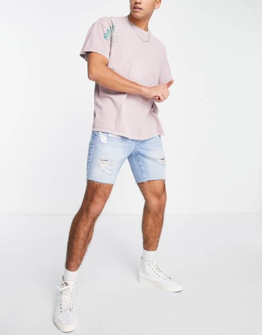 Asos mens denim shorts best sale