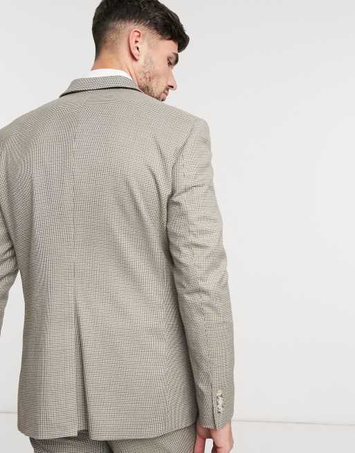 Topman slim single breasted suit jacket in beige