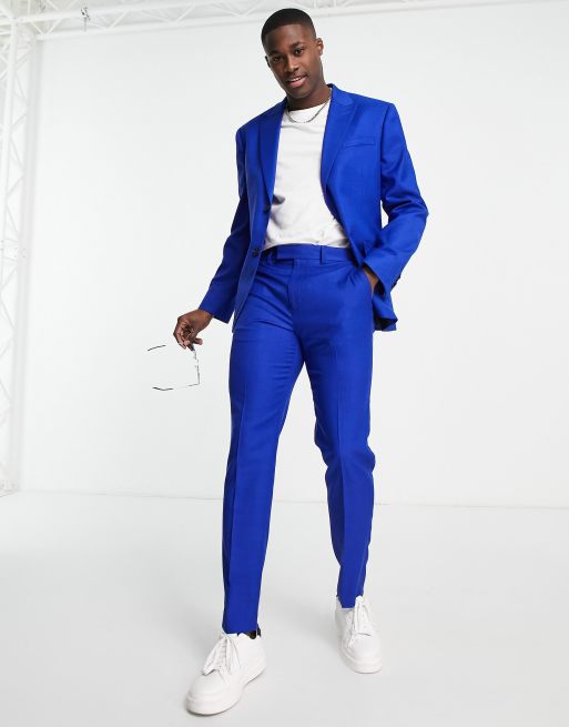 Cobalt blue suit jacket sale