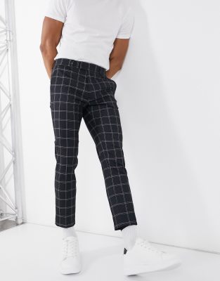 plaid navy pants