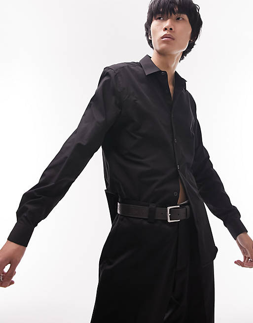 Topman slim smart shirt in black | ASOS