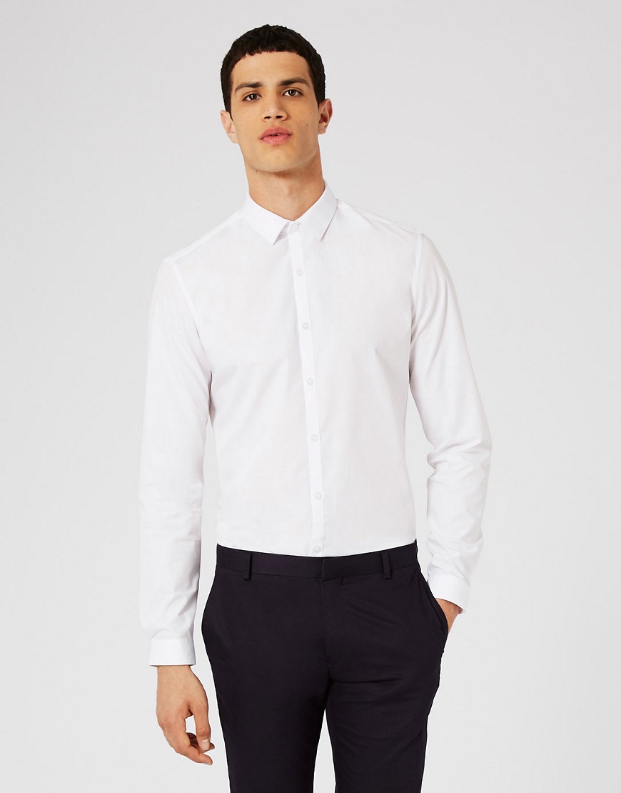 Topman slim smart shirt in white