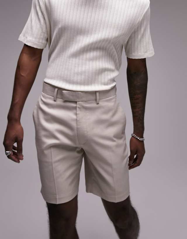 Topman - slim smart short in stone