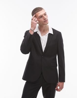 slim suit jacket in black