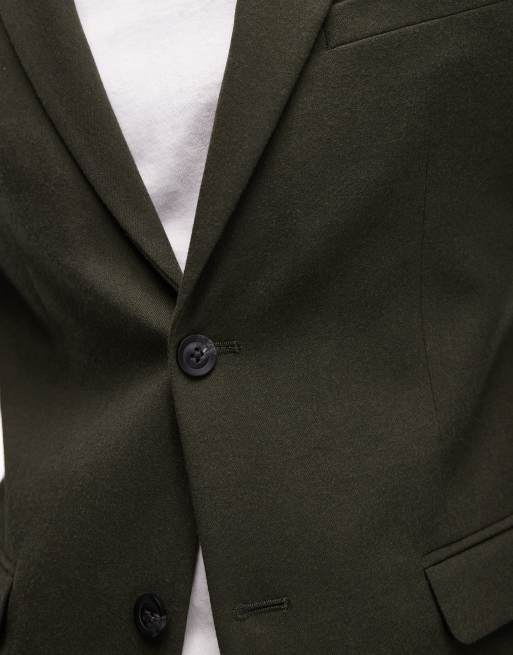 Topman slim suit jacket in khaki, 5 of 5