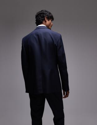 Topman Slim Fit Navy Stretch Suit Jacket In Navy