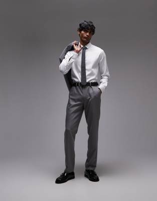 Topman Slim Suit Pants In Gray