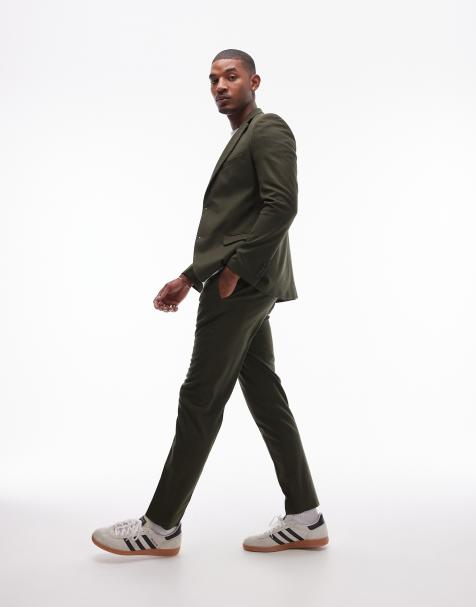 Topman slim suit trousers in khaki