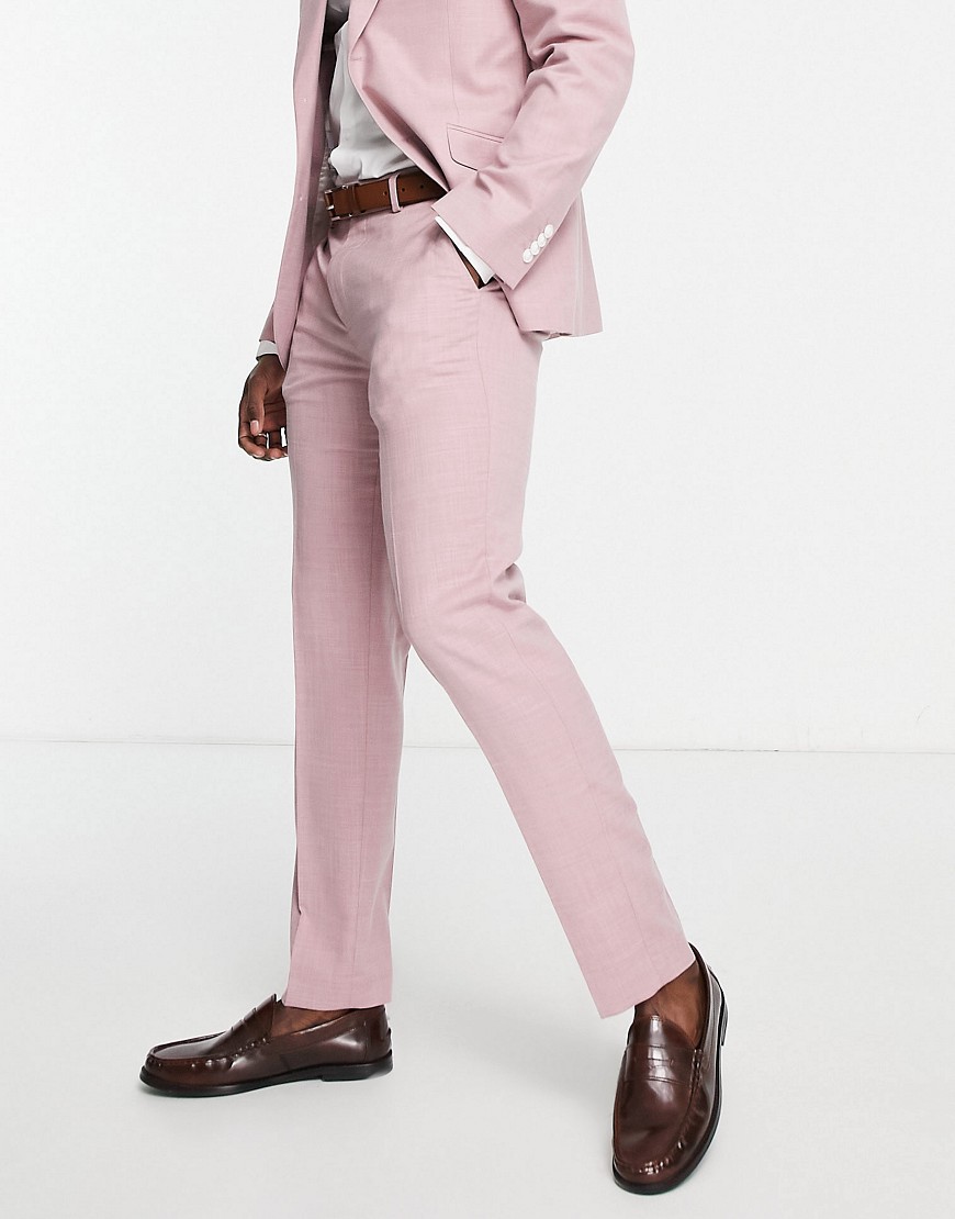 Topman slim suit pants in pink