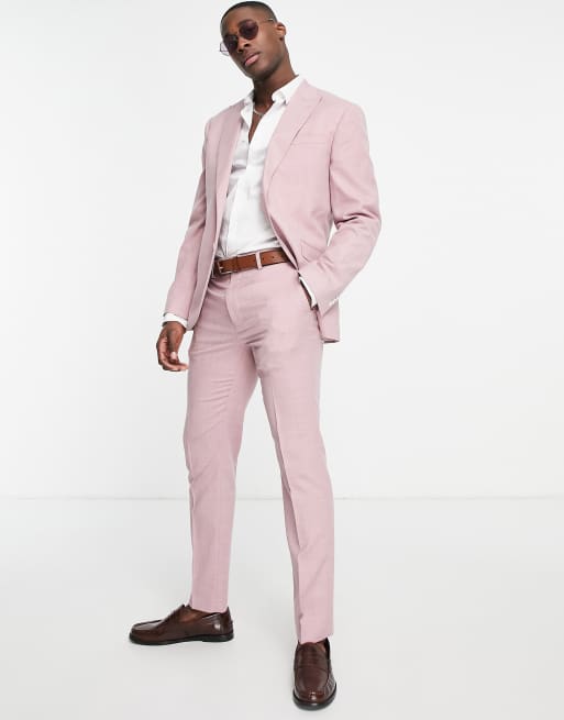 Topman slim suit pants in pink