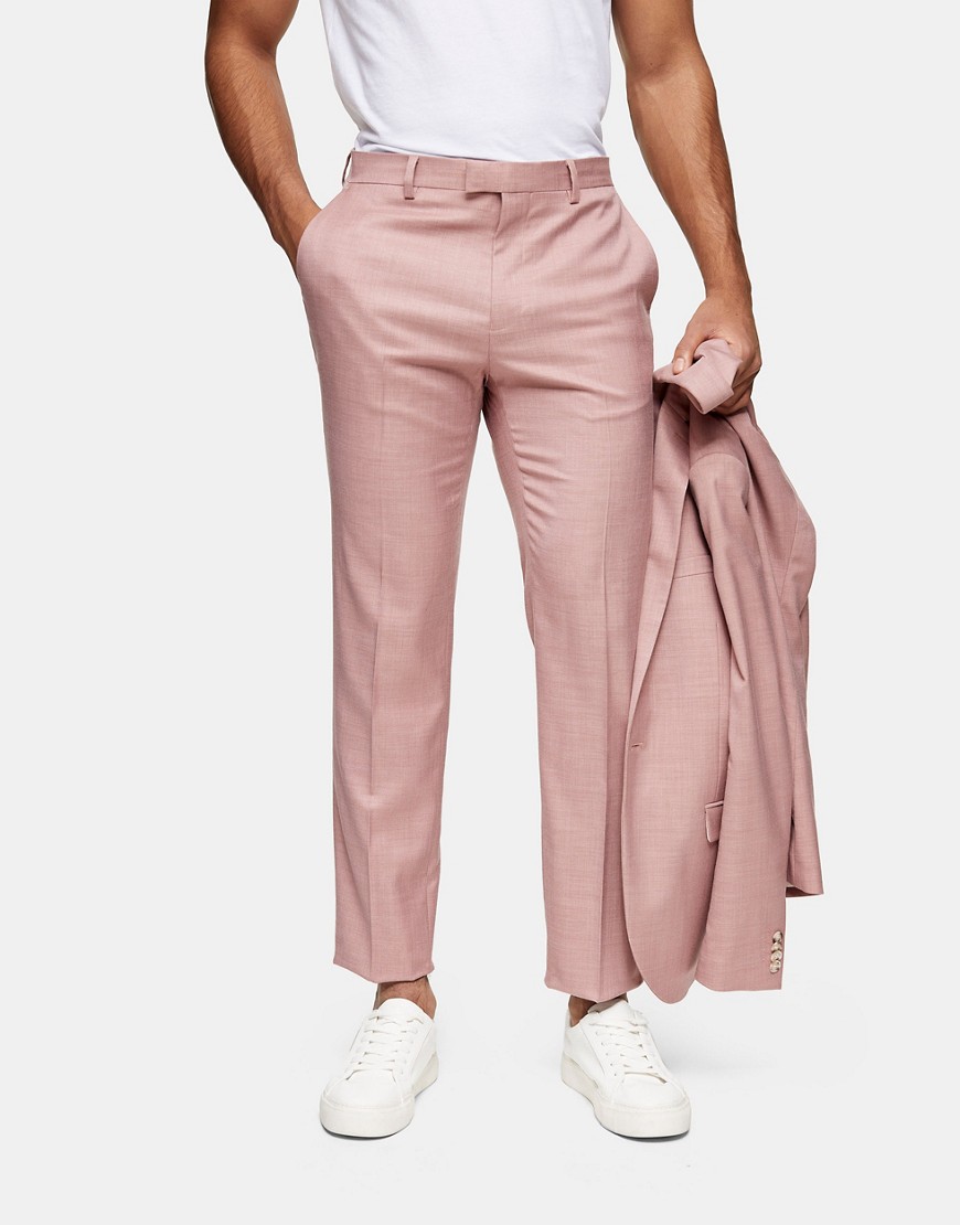 Topman Slim Suit Pants In Pink