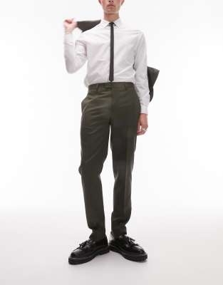 Topman slim suit trouser in khaki - ASOS Price Checker