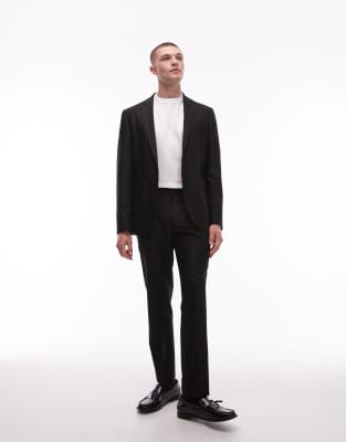 Topman slim suit trousers in black