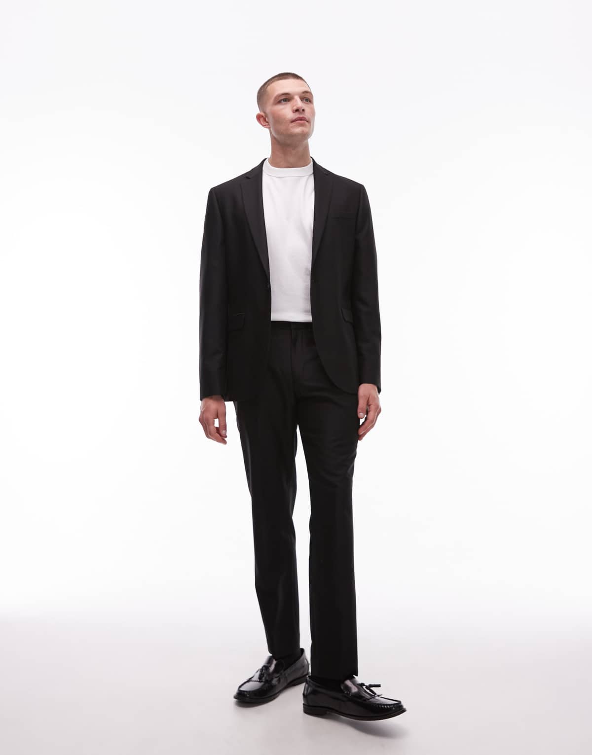 Topman slim suit trousers in black