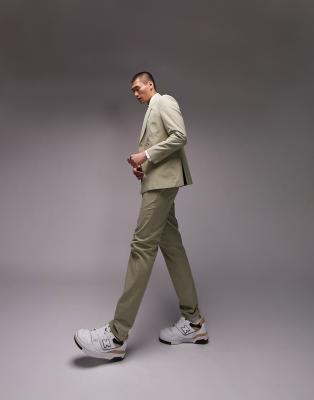 Topman slim suit trousers in khaki | ASOS