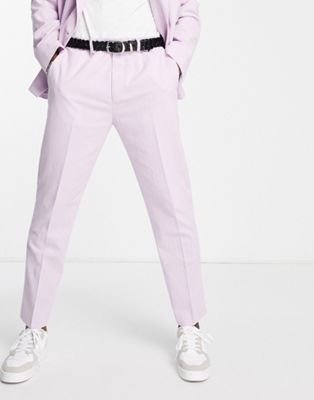 Topman slim suit trousers in lilac crepe - ASOS Price Checker