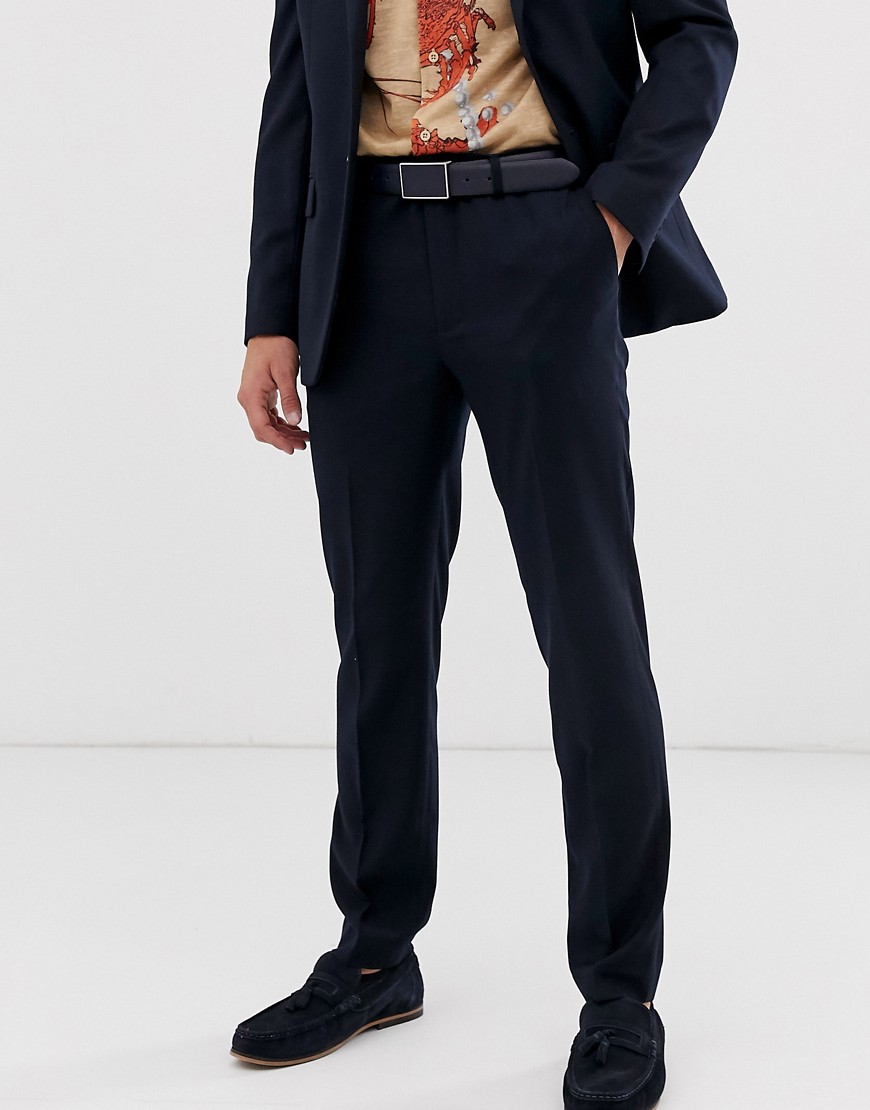 Topman slim suit trousers in navy-Blue