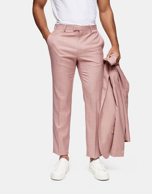 Topman slim suit trouser in pink