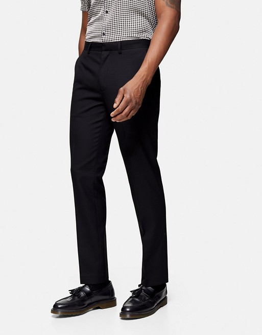 Topman slim suit trousers in black