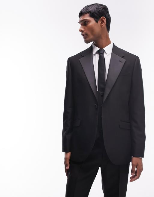 Topman slim tux suit jacket in black | ASOS