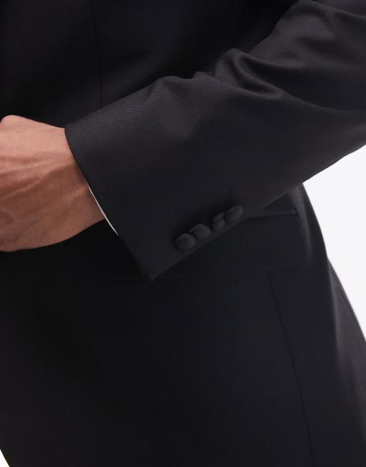 Topman slim tux suit jacket in black, 3 of 5