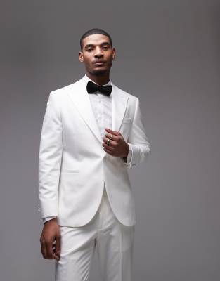 Topman slim tux suit jacket in white