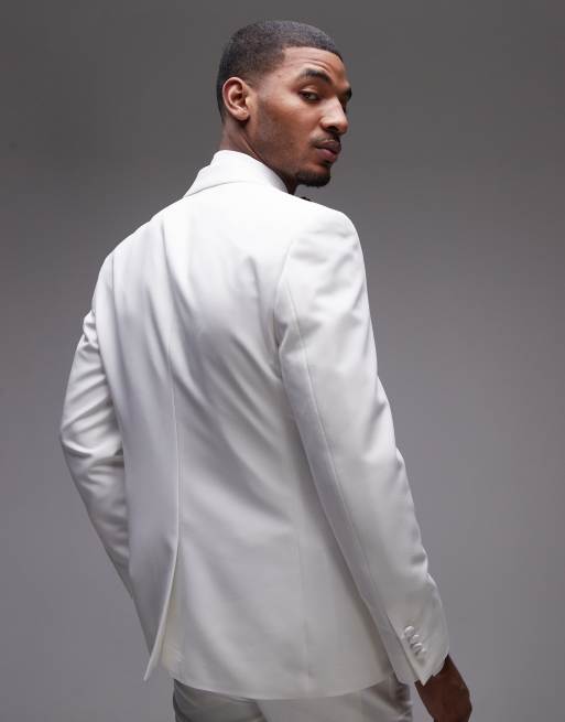 Topman slim tux suit jacket in White