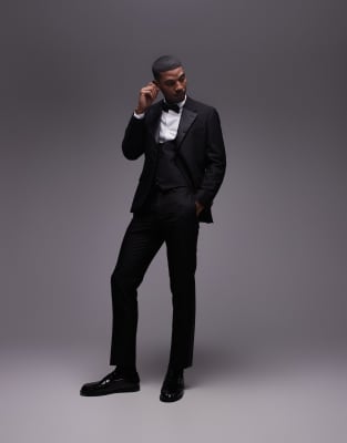 slim tux suit pants in black