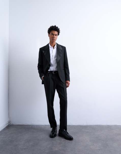 Topman slim tux suit pants in black - view 1