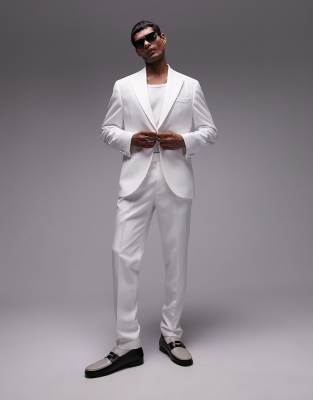 slim tux suit pants in white