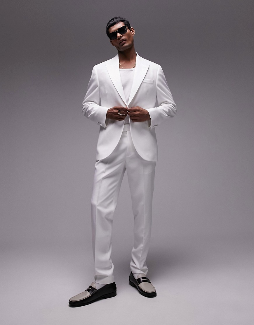 Topman Slim Tux Suit Jacket In White