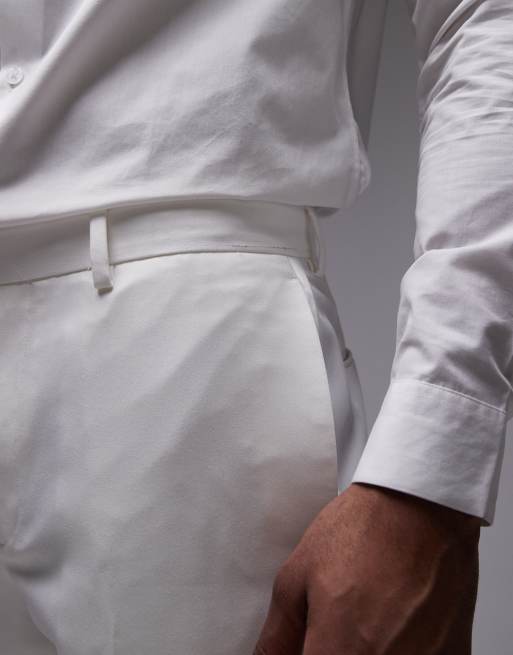 Topman slim tux suit pants in white