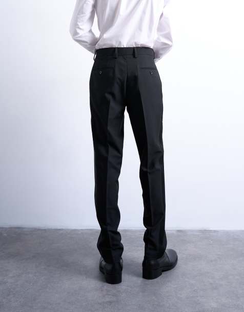 Topman slim tux suit trousers in black - view 1