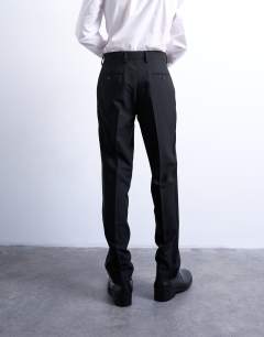 Model wearing Slim tux suit trousers in black