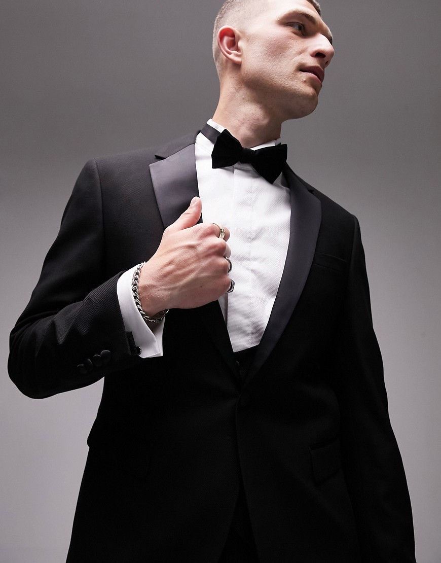 Shop Topman Slim Tuxedo Suit Jacket In Black
