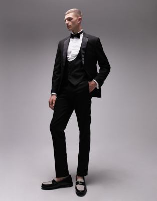 slim tuxedo suit pants in black