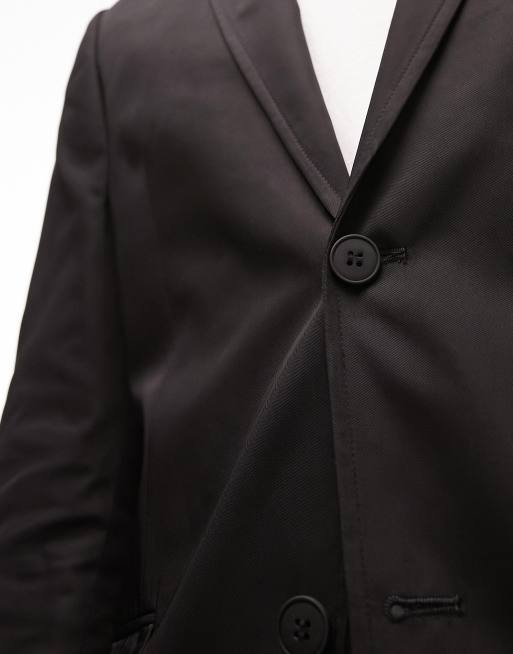 Black Regular Fit Two Button Suit Jacket