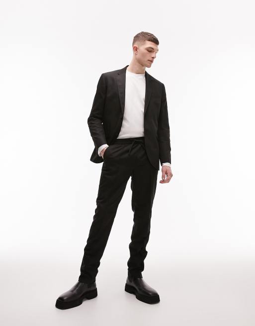 Black Regular Fit Two Button Suit Jacket