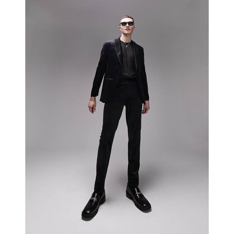 Black velvet pants store suit