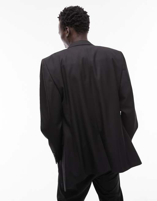 Topman slim warm handle wrap suit jacket in black